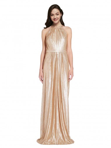 Sequin Long Halter Neck Sheath Formal Evening Gown / Prom Dress / Bridesmaid Dress Armadale