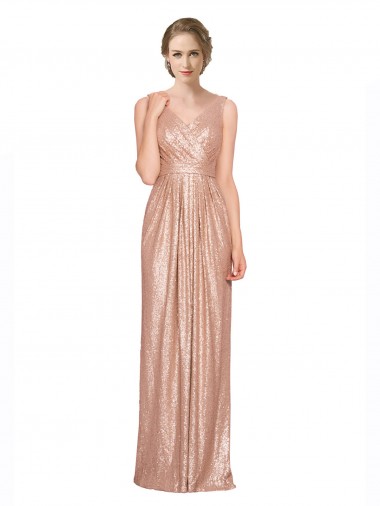 Sequin Long V-Neck Sheath Bridesmaid Dress / Evening Dress Armadale