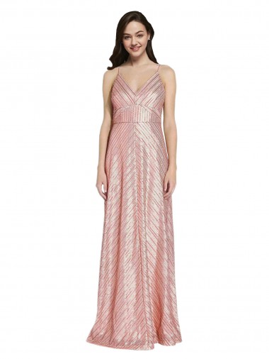 Sequin Low Back Long V-Neck Sheath Formal Evening Gown / Prom Dress / Bridesmaid Dress Armadale