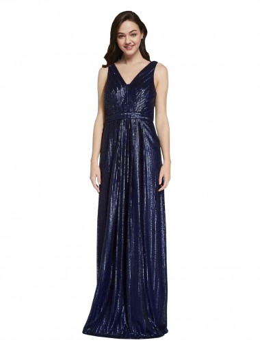 Sequin V-Back Long V-Neck Sheath Formal Evening Gown / Prom Dress / Bridesmaid Dress Armadale