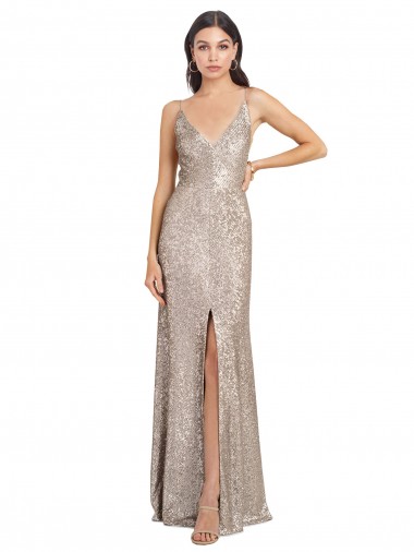 Sequin & Sparkling Sequin V-Back Long V-Neck Sheath Formal Evening Gown / Prom Dress / Bridesmaid Dress Armadale