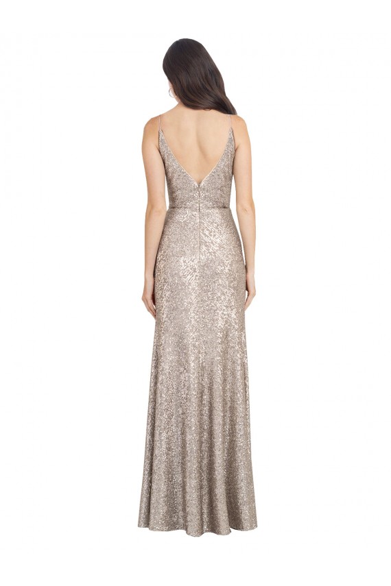 Sequin & Sparkling Sequin V-Back Long V-Neck Sheath Formal Evening Gown / Prom Dress / Bridesmaid Dress Armadale