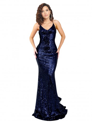 Sequin Low Back Long V-Neck Mermaid Formal Evening Gown / Prom Dress / Bridesmaid Dress Armadale