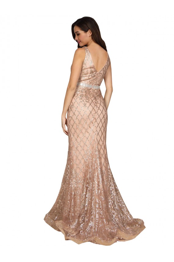 Sequin & Sparkling Sequin V-Back Long V-Neck Mermaid Formal Plus Size Evening Gown / Prom Dress / Bridesmaid Dress Armadale