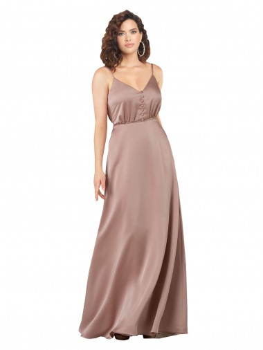 Silk like Satin Long V-Neck A-Line Formal Evening Gown / Bridesmaid Dress Armadale