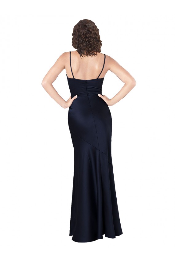 Silk like Satin Long Cowl Neck A-Line Black Tie Evening Gown / Prom Dress / Bridesmaid Dress Armadale
