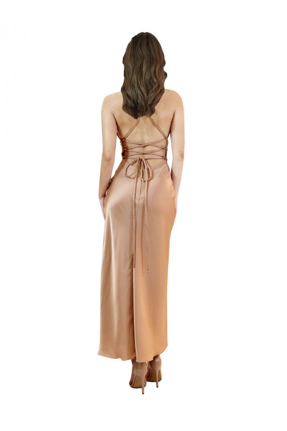 Silk like Satin Low Back Midi Length Cowl Neck Sheath Formal Evening Gown / Prom Dress / Bridesmaid Dress Armadale