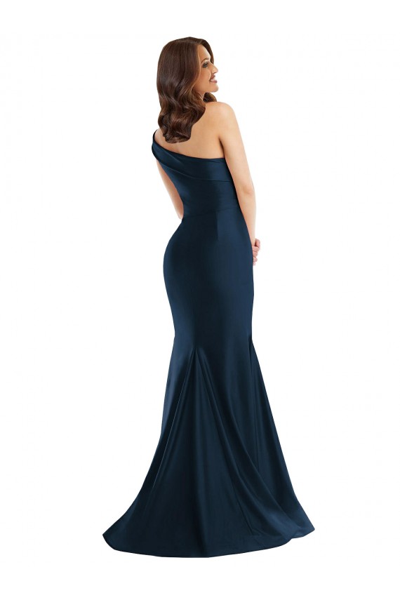 Silk like Satin Long One Shoulder Light Sky Blue Mermaid Formal Evening Gown / Prom Dress / Bridesmaid Dress Armadale