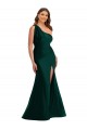 Silk like Satin Long One Shoulder Ever Green Mermaid Formal Plus Size Evening Gown / Prom Dress / Bridesmaid Dress Armadale