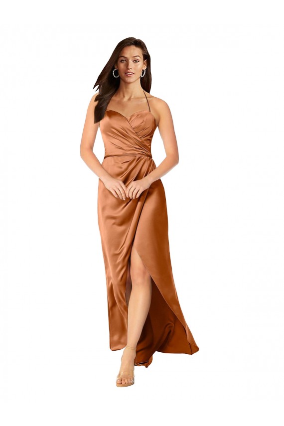 Silk like Satin Low Back Long Spaghetti Straps A-Line High Low Evening Gown / Prom Dress / Bridesmaid Dress Armadale