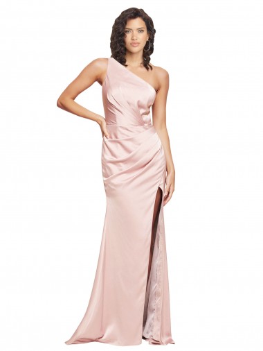 Silk like Satin Low Back Long One Shoulder Sheath Formal Evening Gown / Prom Dress / Bridesmaid Dress Armadale