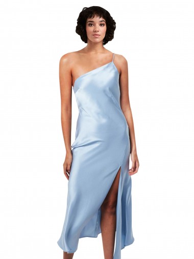 Silk like Satin Midi Length One Shoulder A-Line Formal Evening Gown / Prom Dress / Bridesmaid Dress Armadale