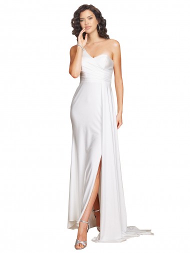 Silk like Satin Long One Shoulder A-Line Wedding Dress Armadale