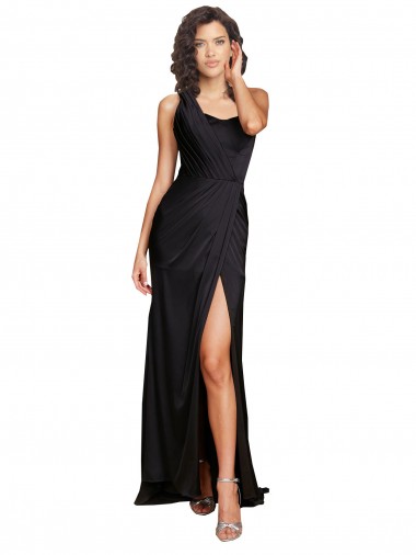 Silk like Satin Long One Shoulder A-Line Evening Dress / Bridesmaid Dress Armadale