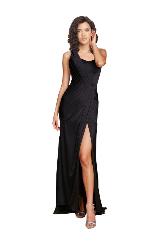 Silk like Satin Long One Shoulder A-Line Evening Dress / Bridesmaid Dress Armadale