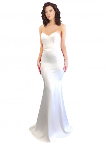 Stretch Crepe Low Back Long Sweetheart White Mermaid Formal Evening Gown / Prom Dress / Bridesmaid Dress Armadale