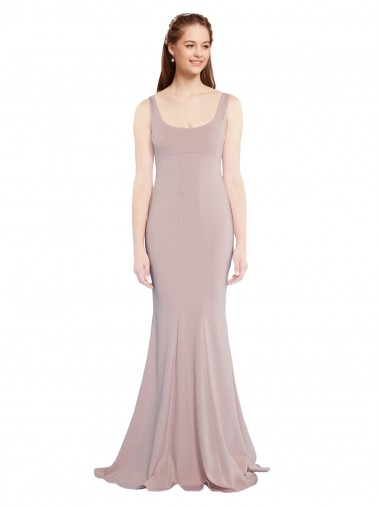 Stretch Crepe Long Scoop Neck Mermaid Formal Evening Gown / Prom Dress / Bridesmaid Dress Armadale