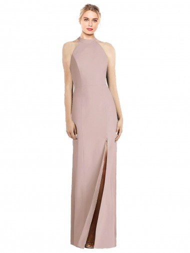 Stretch Crepe Open Back Long Halter Neck Trumpet Semi Formal Evening Dress / Bridesmaid Dress Armadale