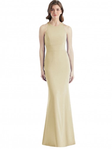 Stretch Crepe Criss Cross Open Back Long Bateau Neck Trumpet Semi Formal Evening Dress / Prom Dress / Bridesmaid Dress Armadale