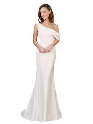 Stretch Crepe Sweep Train One Shoulder Sheath Formal Evening Gown / Prom Dress / Bridesmaid Dress Armadale