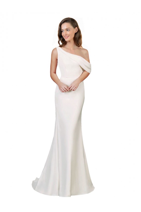 Stretch Crepe Sweep Train One Shoulder Sheath Formal Evening Gown / Prom Dress / Bridesmaid Dress Armadale