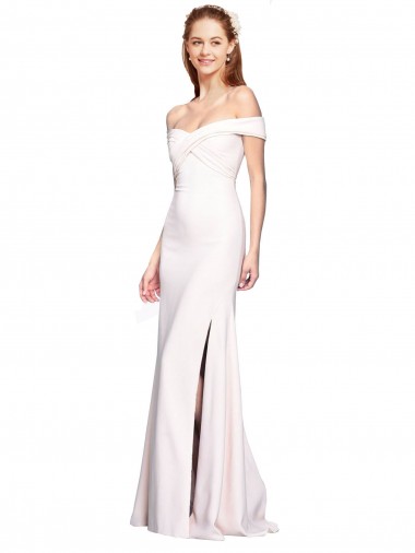 Stretch Crepe Long Off the Shoulder White Mermaid Formal Dress / Bridesmaid Dress Armadale