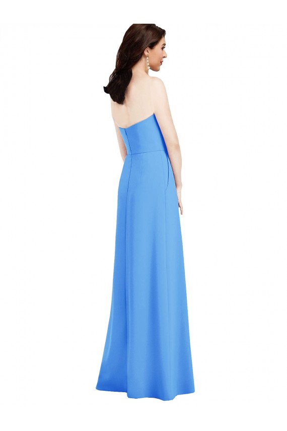 Stretch Crepe Low Back Long Strapless Peacock Blue Trumpet Semi Formal Evening Dress / Prom Dress / Bridesmaid Dress Armadale