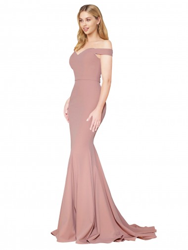 Stretch Crepe Sweep Train Off the Shoulder Mermaid Formal Evening Gown / Prom Dress / Bridesmaid Dress Armadale