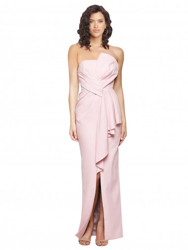 Stretch Crepe Low Back Long Strapless Pink Sheath Formal Dress / Bridesmaid Dress Armadale