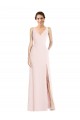 Stretch Crepe Low Back Long V-Neck A-Line Black Tie Evening Dress / Prom Dress / Bridesmaid Dress Armadale