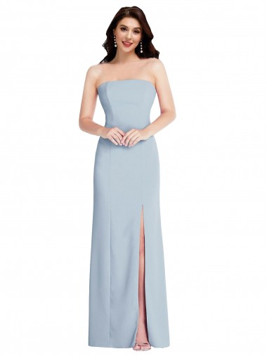 Stretch Crepe Low Back Long Strapless Light Sky Blue A-Line Formal Evening Gown / Prom Dress / Bridesmaid Dress Armadale