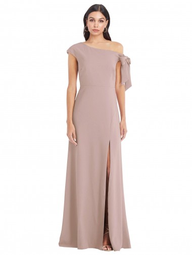 Stretch Crepe Long Off the Shoulder Dusty Pink A-Line Formal Evening Gown / Prom Dress / Bridesmaid Dress Armadale