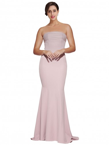 Stretch Crepe Low Back Sweep Train Strapless Sheath Formal Evening Gown / Prom Dress / Bridesmaid Dress Armadale