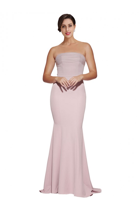 Stretch Crepe Low Back Sweep Train Strapless Sheath Formal Evening Gown / Prom Dress / Bridesmaid Dress Armadale