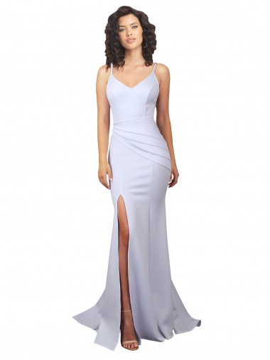 Stretch Crepe Low Back Long Spaghetti Straps Mermaid Beach Wedding Dress Armadale