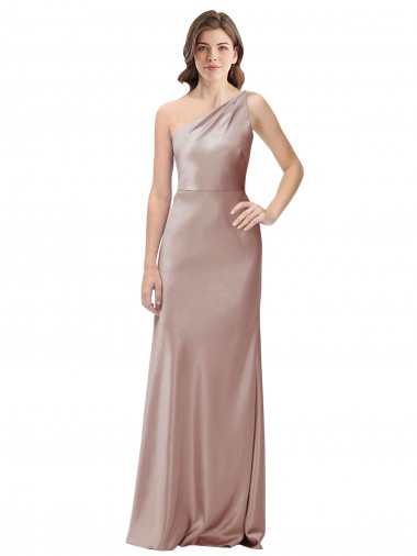 Stretch Satin Open Back Long One Shoulder Sheath Formal Evening Gown / Prom Dress / Bridesmaid Dress Armadale