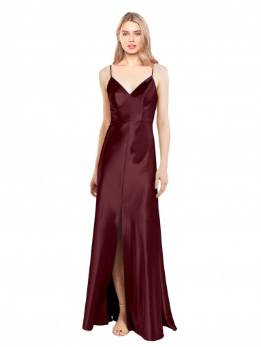 Stretch Satin Long Spaghetti Straps A-Line Bridesmaid Dress / Evening Dress Armadale