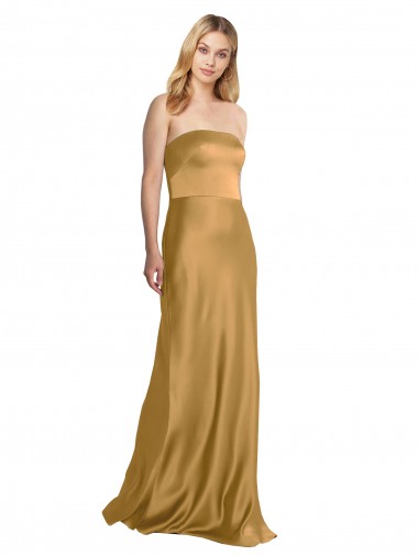 Stretch Satin Long Strapless A-Line Formal Evening Gown / Prom Dress / Bridesmaid Dress Armadale