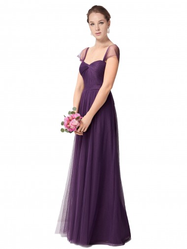 Tulle Long Sweetheart Plum Purple A-Line Bridesmaid Dress Armadale