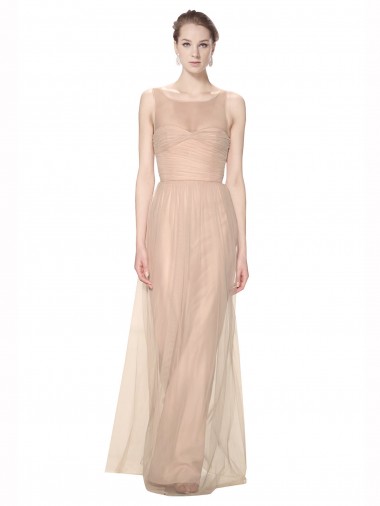 Tulle Long Illusion Neck Sheath Bridesmaid Dress Armadale