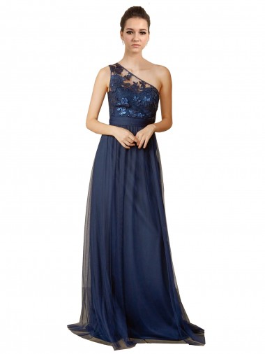 Tulle Sweep Train One Shoulder A-Line Bridesmaid Dress Armadale