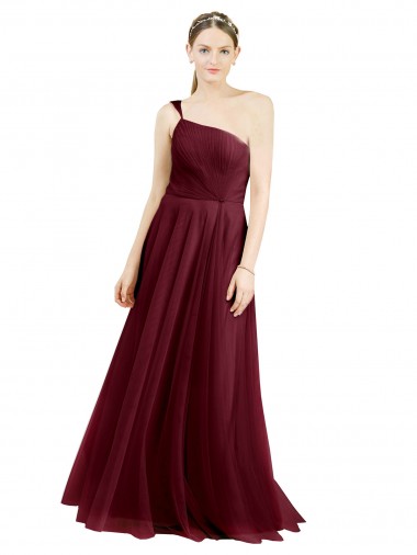 Tulle Long One Shoulder A-Line Semi Formal Evening Dress / Bridesmaid Dress Armadale