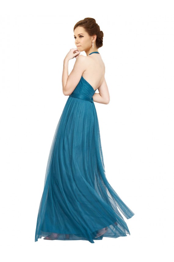 Tulle Open Back Long Halter Neck A-Line Bridesmaid Dress Armadale