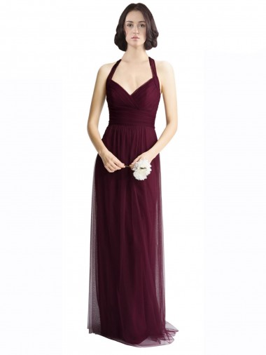 Tulle Open Back Long Halter Neck A-Line Bridesmaid Dress / Evening Dress Armadale