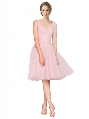 Tulle Knee Length V-Neck A-Line Bridesmaid Gown Armadale