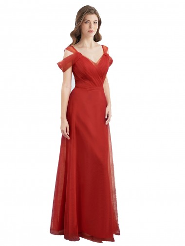 Tulle Low Back Long Sweetheart Red A-Line Formal Dress / Bridesmaid Dress Armadale