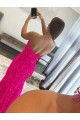 Velvet Sequin Sleeveless Strapless Fuchsia Sheath Prom Dress Armadale