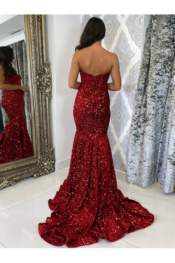 Velvet Sequin Court Train Sweetheart Sheath Evening Dress Armadale