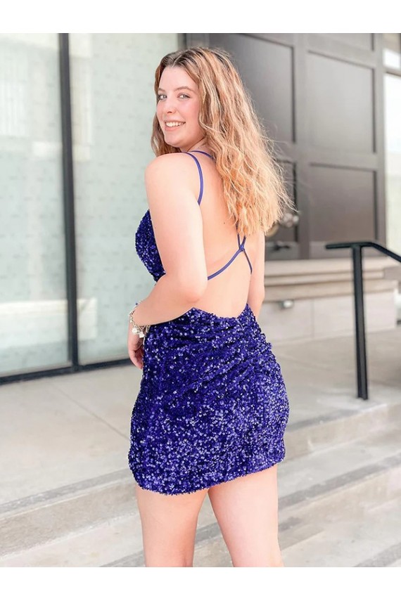 Velvet Sequin Short V-Neck Sheath Cocktail Dress / Prom Dress Armadale