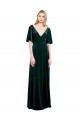 Stretch Velvet V-Back Long V-Neck Dark Green A-Line Prom Dress / Bridesmaid Dress Armadale